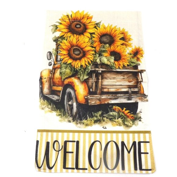 Unbranded Other - Welcome Garden Flag Old Pick Up Truck Sun Flowers 12 X 18" New